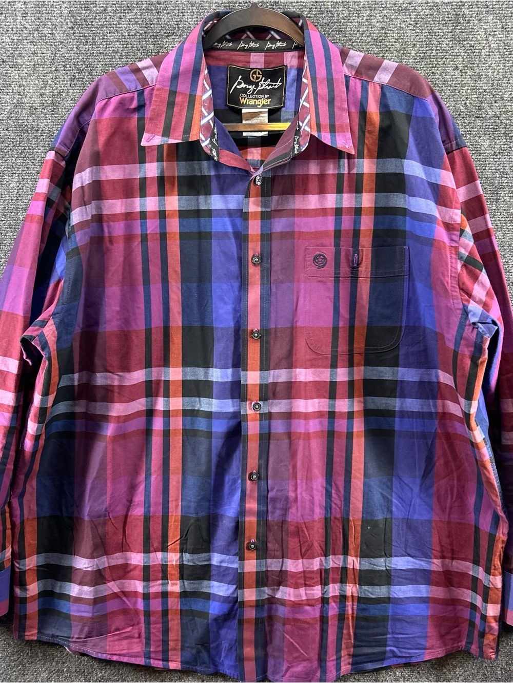 Wrangler George‎ Strait Shirt 2XL Red Plaid Button Down Country Western Cowboy